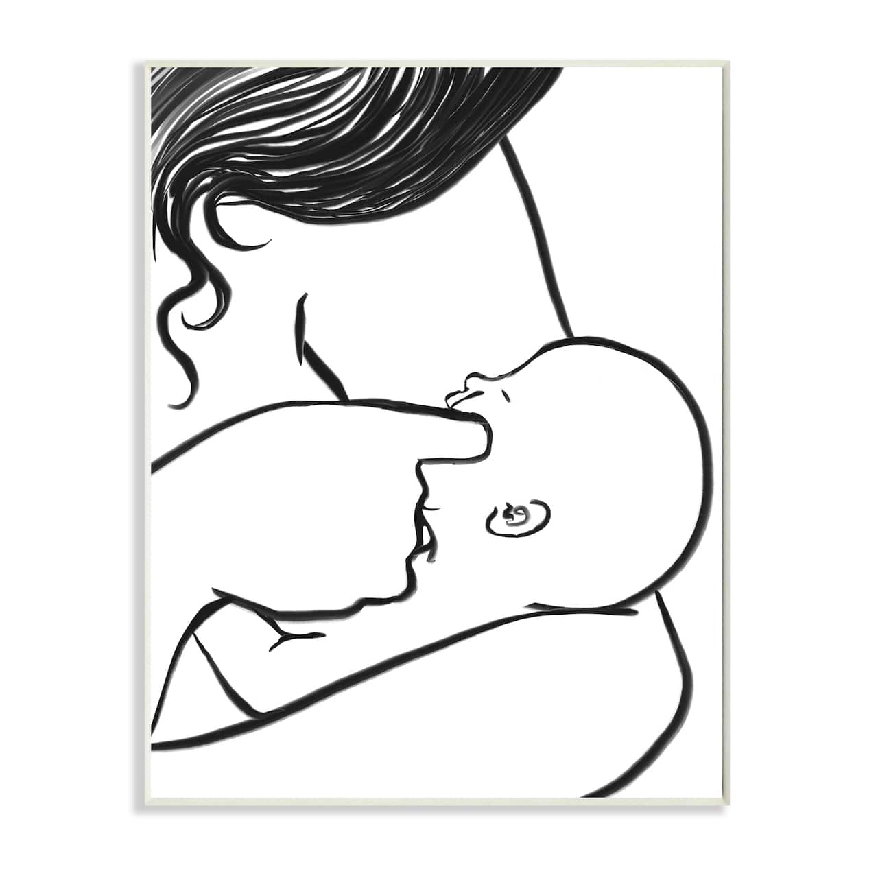 Stupell Industries Mother Nursing Child Portrait Minimal Black White Wall Plaque Art